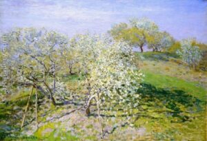 Claude Monet Spring, Fruit Trees in Blossom (1873)